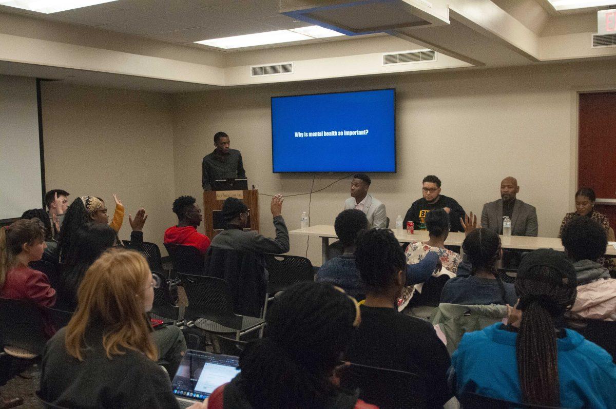 LSU students raise their hands during Black Minds Matter panel at LSU African American Cultural Center on Thursday Feb. 20, 2020.&#160;