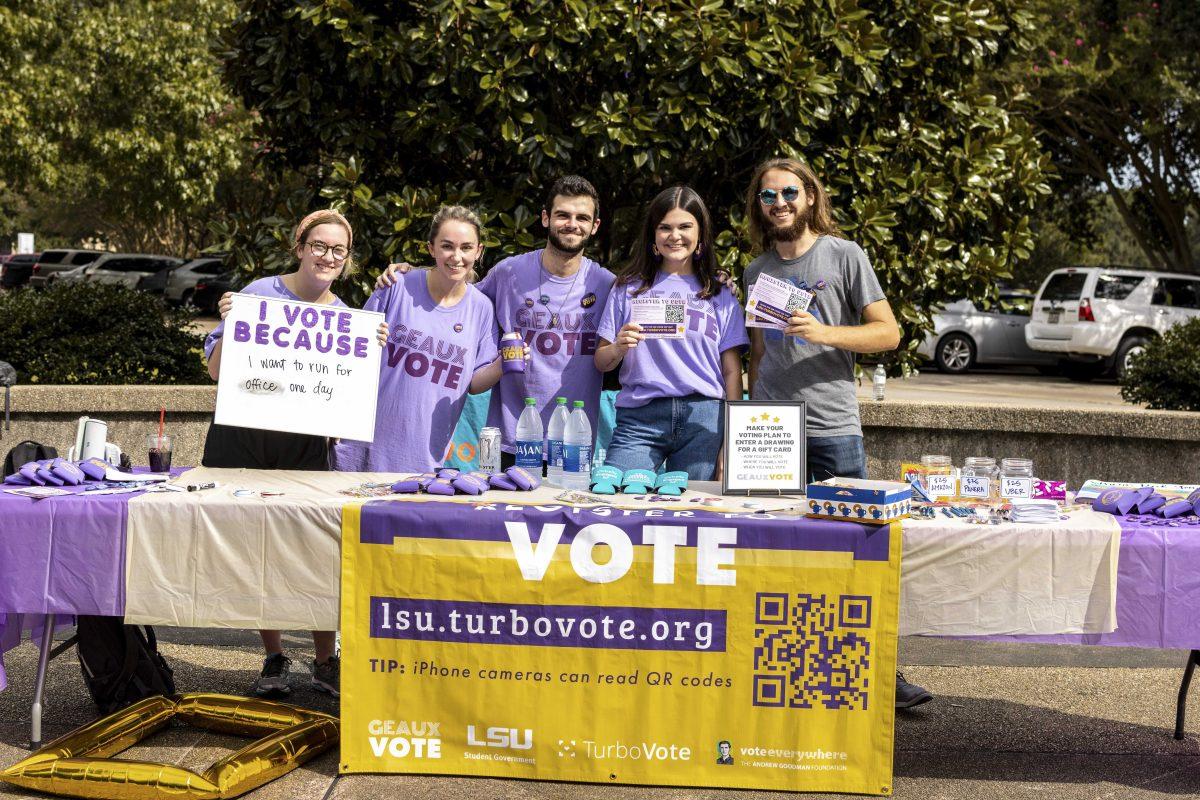 LSU Voter Registration Day taking place in Free Speech Alley on Thursday, September 19, 2019.