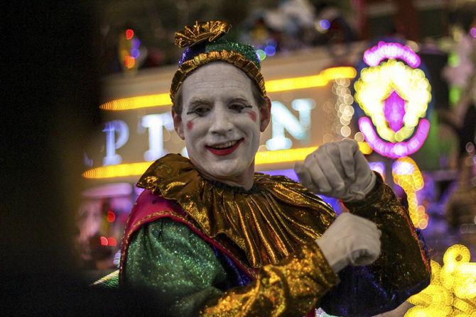 Parade members interact with bystanders during the Endymion Parade on Saturday, March 2, 2019, on Canal Street.