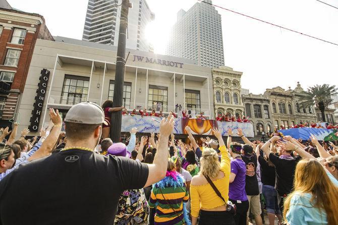 Floats travel down the street during the Iris Mardi Gras Parade on Canal St. on Saturday, March 2, 2019.