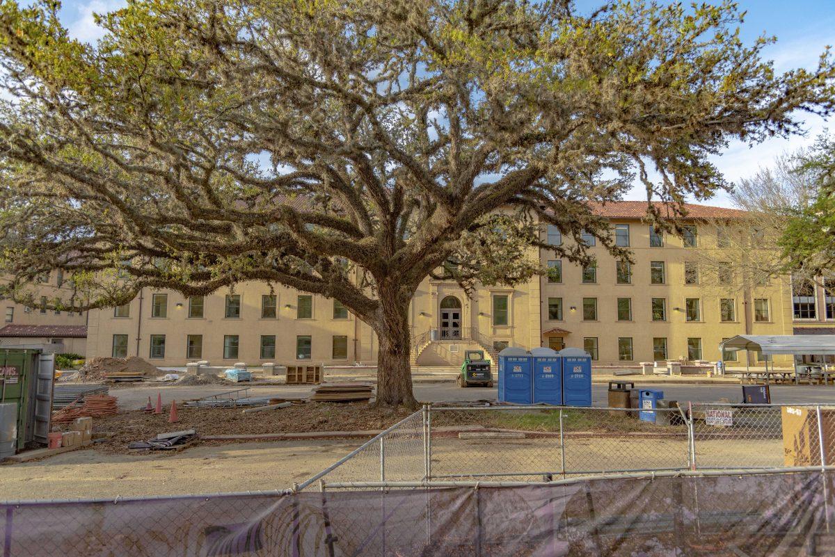 Highland Hall sits on Highland road and undergoes construction on March 11, 2020.