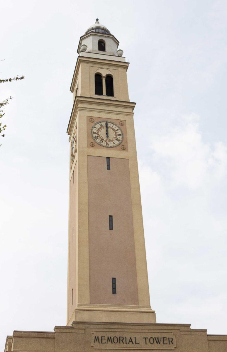 The LSU Memorial Tower stands Tuesday, Mar. 3, 2020 on Tower Drive, Baton Rouge.