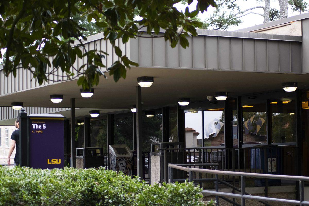 The 5 Dining Hall entrance sits on March 11, 2020 on LSU's campus.