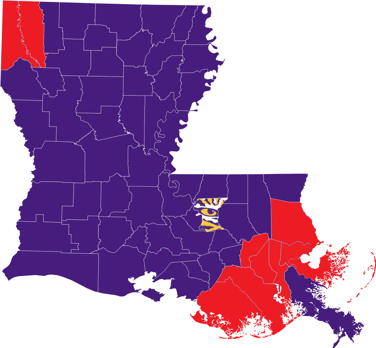 Louisiana parishes affected by the coronavirus as of Sunday, March 15, 2020.