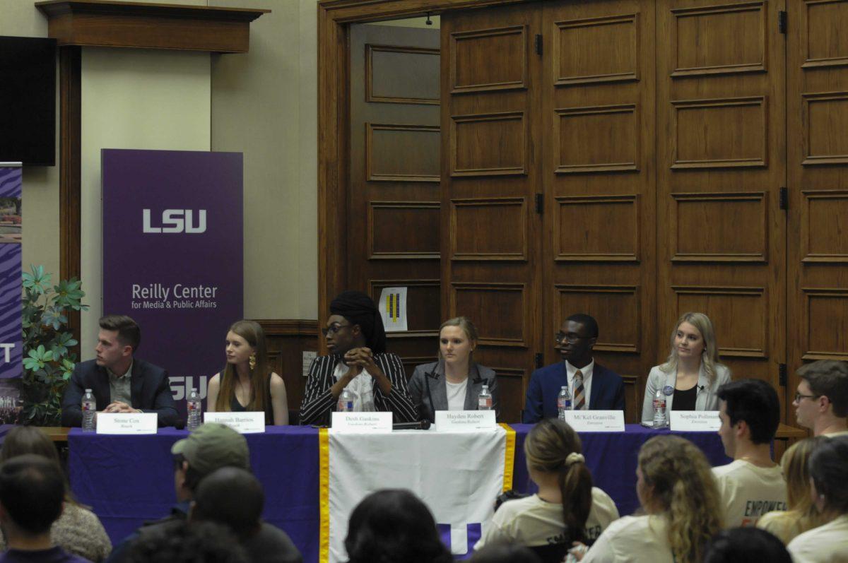 LSU Student Government Presidential candidates and their Vice Presidential candidates debate on Tuesday, Mar. 3, 2020 during the Student Government debate.