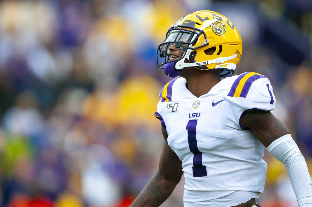 LSU sophomore cornerback Kristian Fulton (1) during the Tigers&#8217; 23-20 victory over Auburn on Saturday, Oct. 26, 2019, in Tiger Stadium.