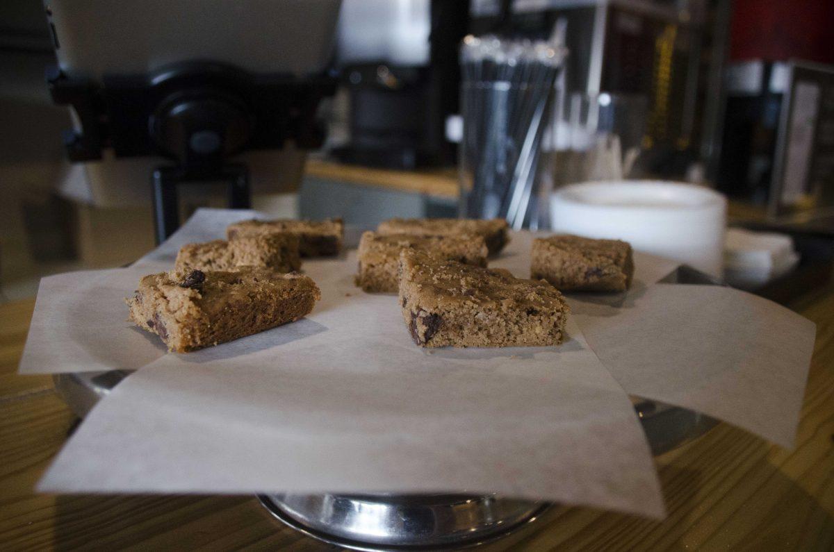 Freshly baked brownies sit at the newly reopened Common Grounds Cafe on Dalrymple Drive on Monday, Oct. 9, 2017.