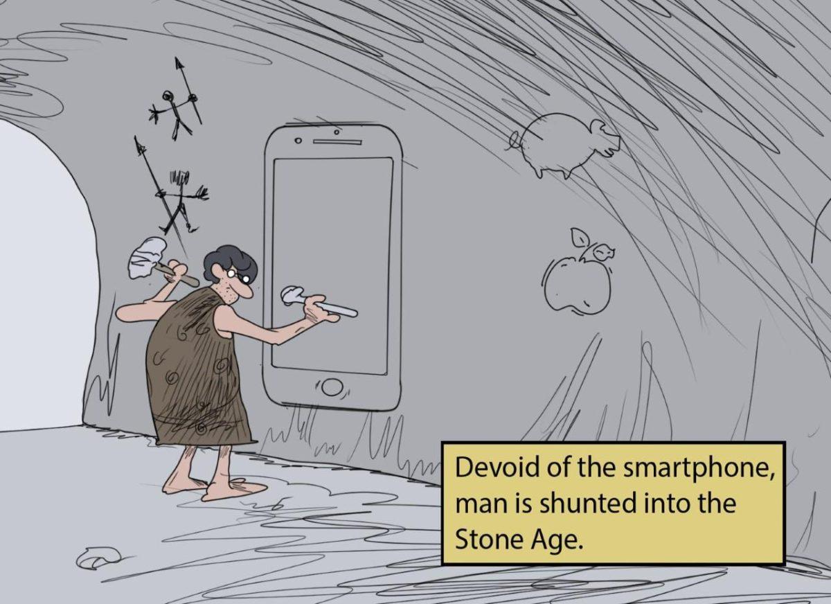 Cellphone cave cartoon