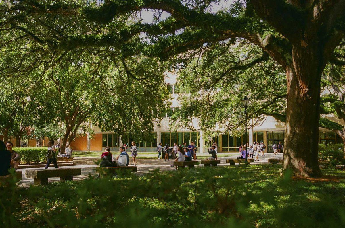 LSU students travel across the Quad on Monday, Dec. 2, 2019, at Louisiana State University.