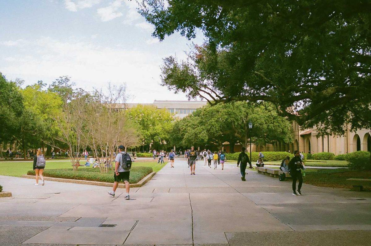 LSU Students walk across the Quad on Monday, Dec. 2, 2019, at Louisiana State University.