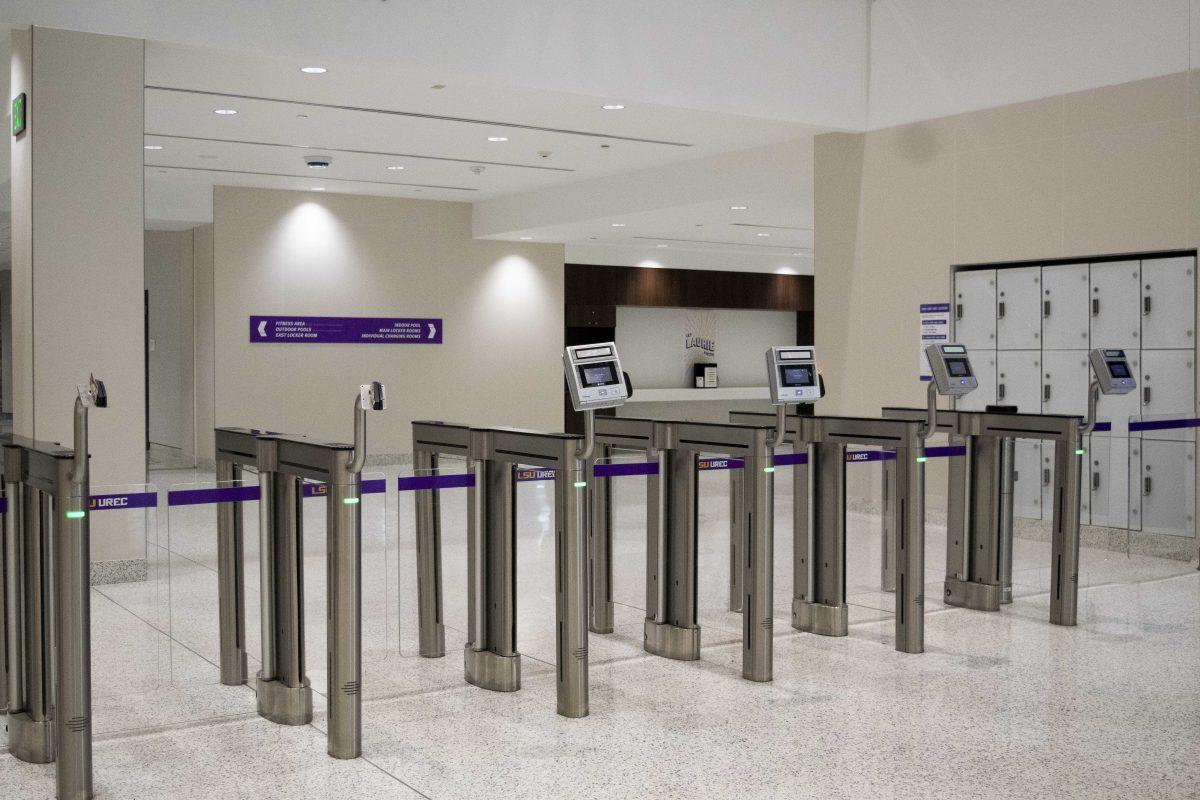 Scanners at the entrance of the LSU UREC right off of S Campus Dr.