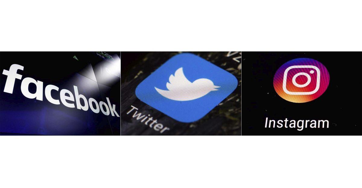 FILE - This combination of photos shows logos for social media platforms, from left, Facebook, Twitter and Instagram. The company behind Ben &amp; Jerry&#8217;s ice cream, Dove soap and a host of other consumer products says it will stop advertising on Facebook, Twitter and Instagram in the U.S. through at least the end of 2020 because of the amount of hate speech online. (AP Photo)