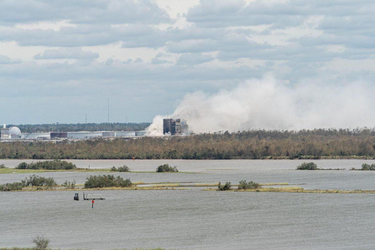 A chemical fire burns on Thursday, Aug. 27, 2020, after Hurricane Laura swept through Lake Charles, LA.