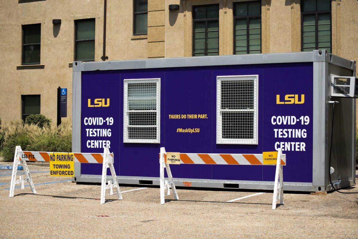 One of the four LSU COVID-19 Testing Centers sits outside on Saturday, Aug. 22, 2020 across from the Laville Residence Halls on South Campus Drive.