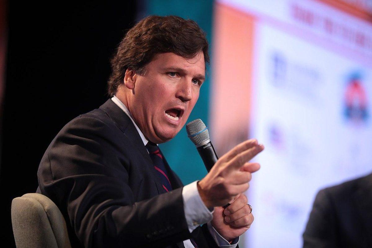 Tucker Carlson speaking with attendees at the 2018 Student Action Summit hosted by Turning Point USA at the Palm Beach County Convention Center in West Palm Beach, Florida.