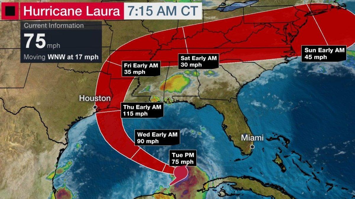 Hurricane Laura is expected to make landfall at about 2 a.m. Tuesday.