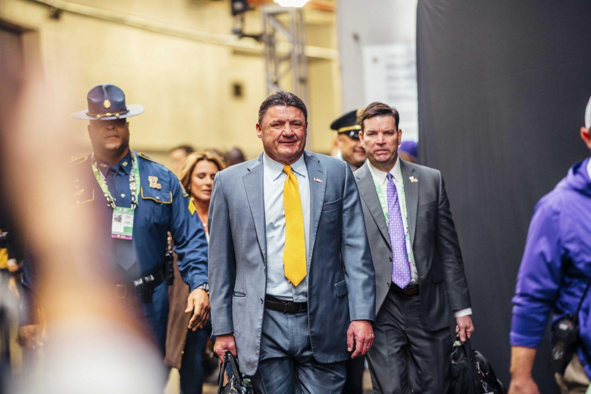 Coach O arrives on January 13, 2020 before LSU's 42-25 win against Clemson in the Mercedes-Benz Superdome.