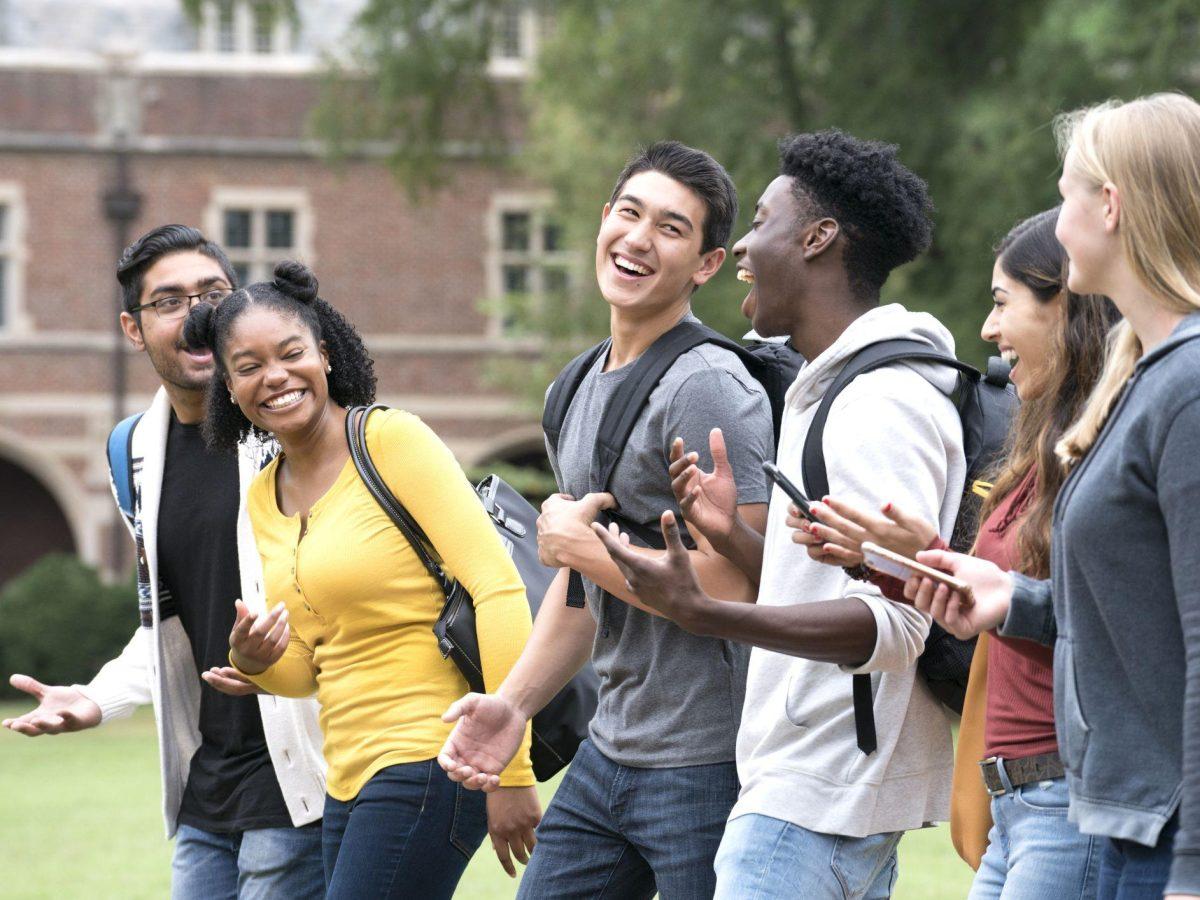 college friends laughing together