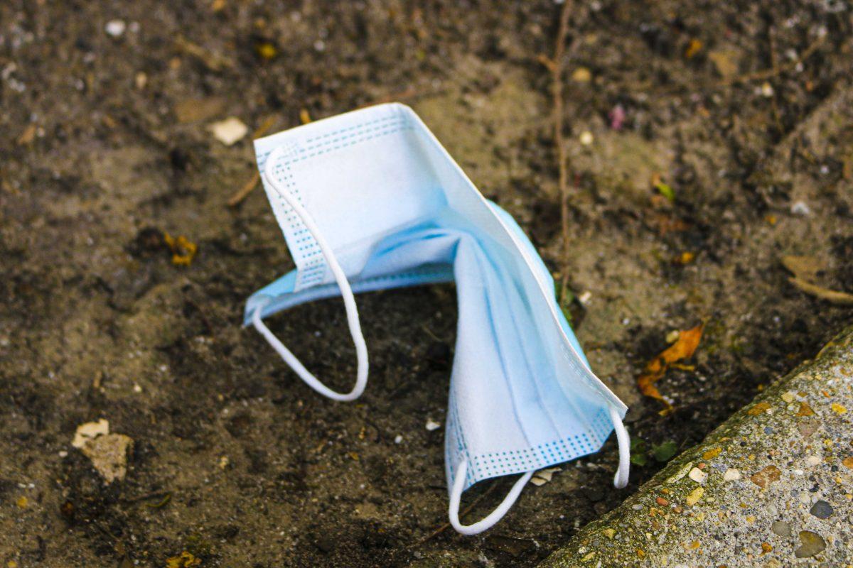 A mask lays on the ground on Friday, Sept. 11, 2020 on LSU campus.