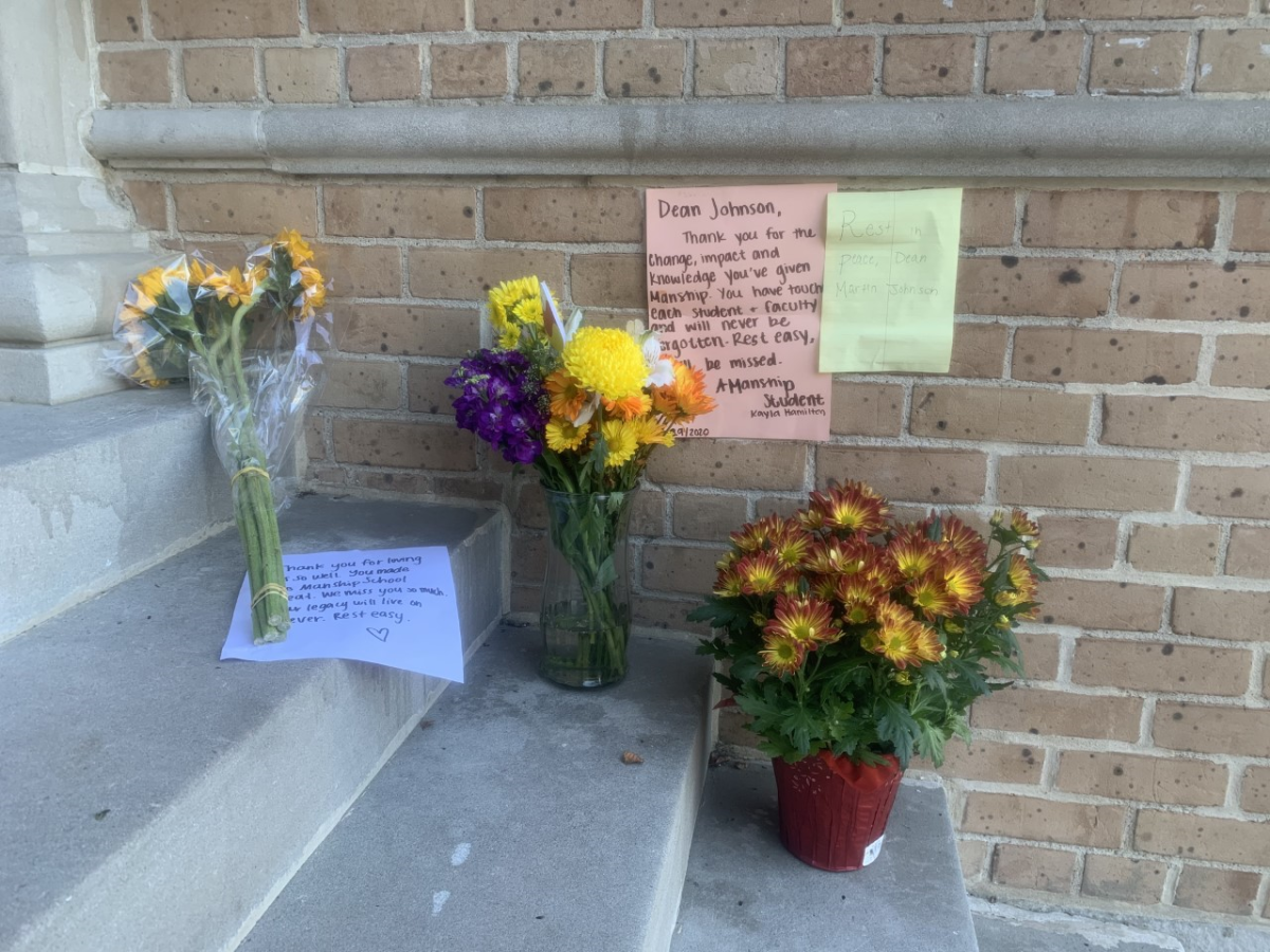 A memorial for Dean Martin Johnson on the steps of the journalism building Sept. 30, 2020.&#160;