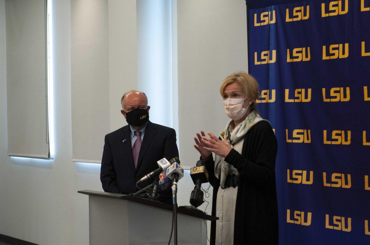 Response coordinater for the White House Coronavirus Task Force Dr. Deborah Birx answers questions Wednesday, Sept. 23, 2020 during a press conference to discuss future coronavirus steps in the LSU Foundation Center for Philanthropy.