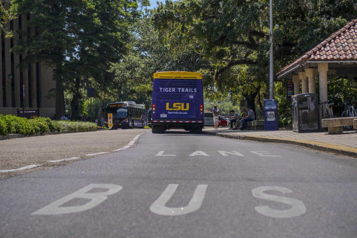 An LSU Tiger Trails bus waits for students to board at Lockett Hall on Wednesday, Sept. 4, 2019.