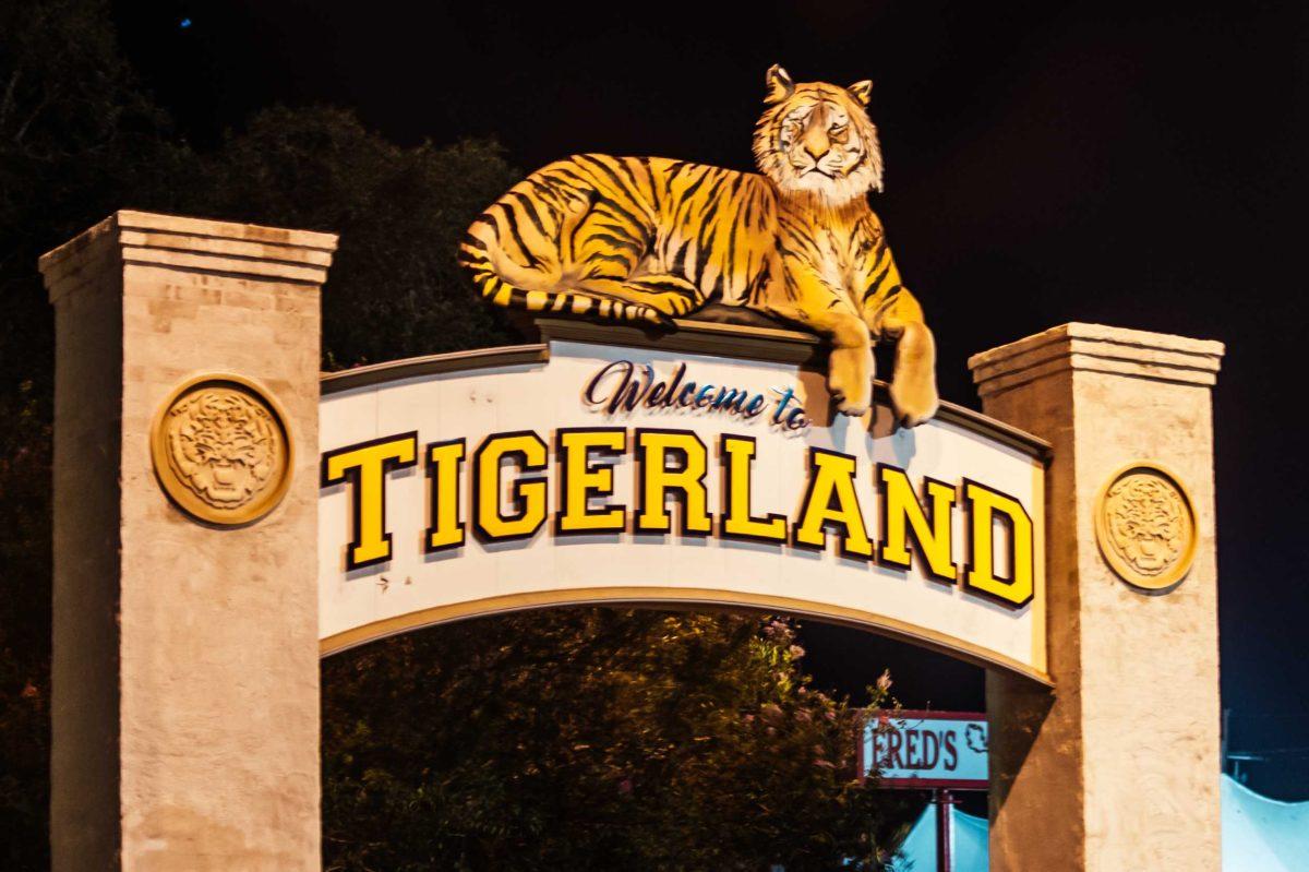 The Tigerland sign sits vacant Saturday, Sept. 19, 2020 on Bob Pettit Boulevard in Tigerland.