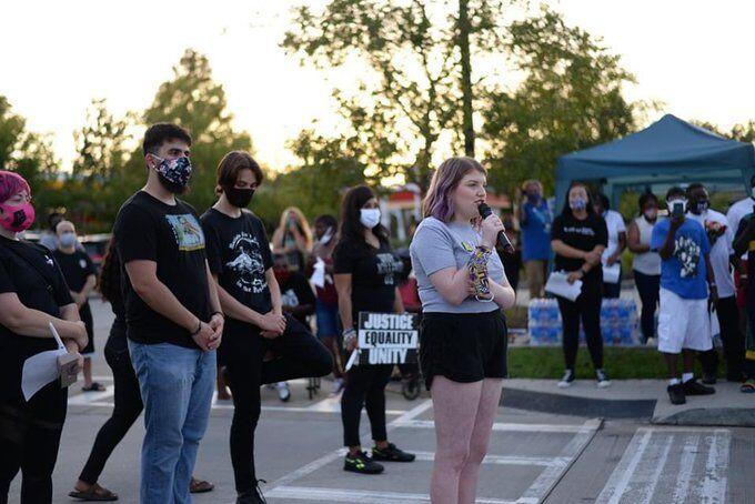 Kaylee Pattillo speaks at vigil on Aug. 29th.&#160;