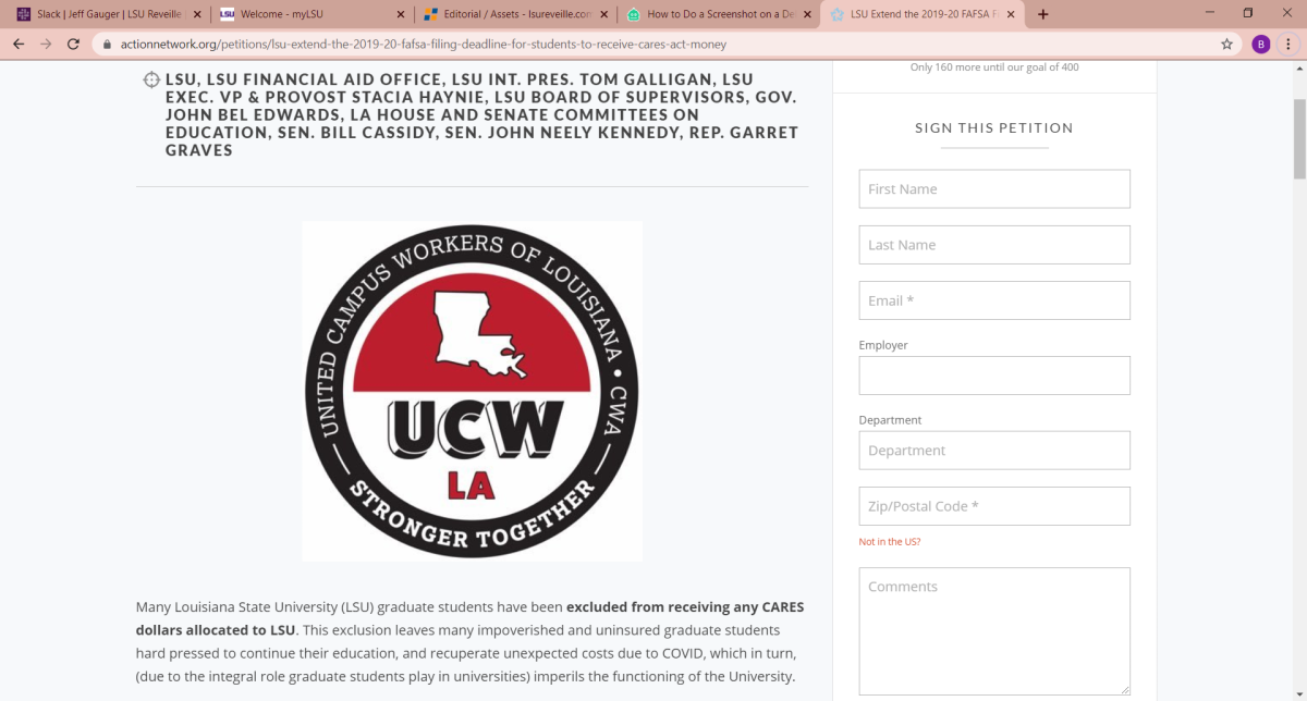 The Louisiana chapter of United Campus Workers released a statement Sept. 3 encouraging the LSU Board of Supervisors to end in-person activities.