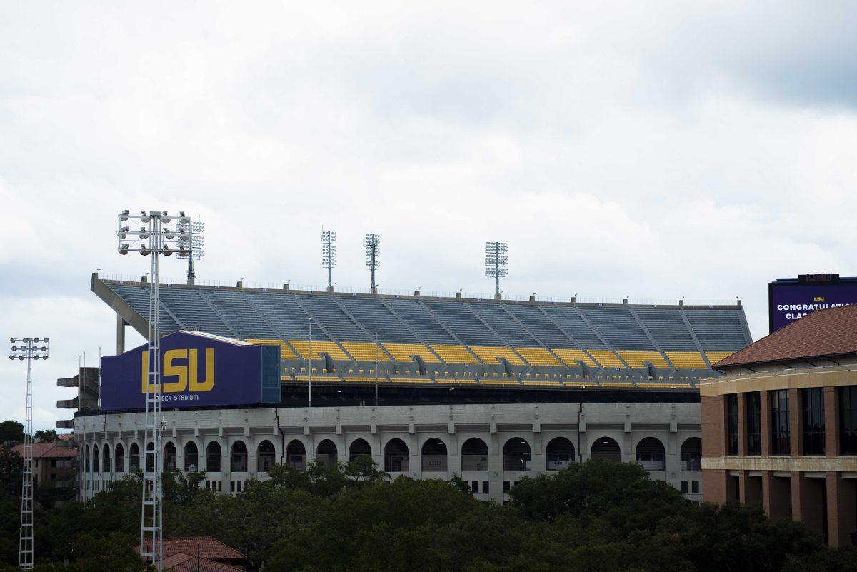 A view of Tiger Stadium stands tall on Tuesday, Aug. 25, 2020, on LSU's campus.&#160;