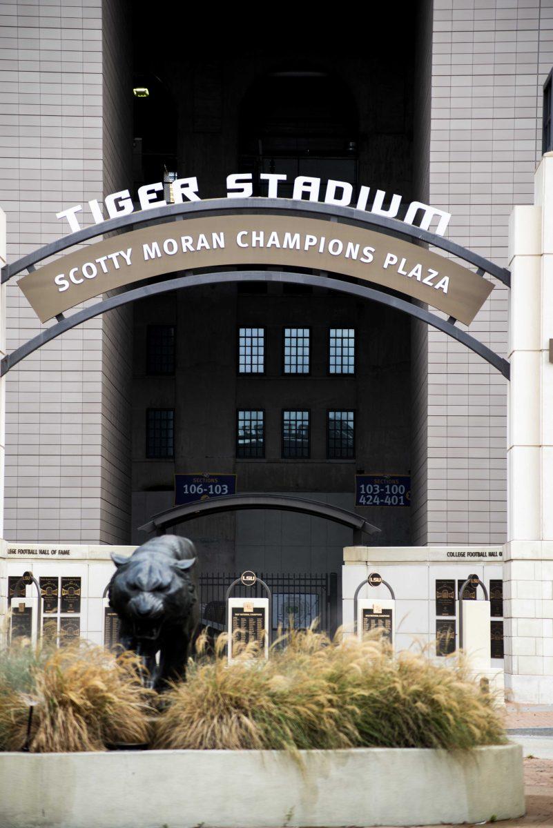 A view of the Scotty Moran Champions Plaza in Tiger Stadium remains vacant&#160;on Tuesday, Aug. 25, 2020, on LSU's campus.&#160;