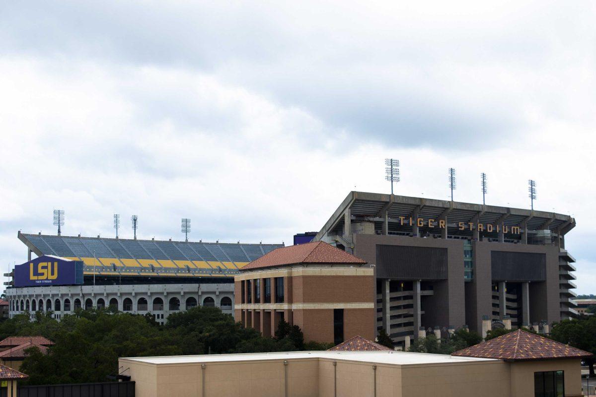 A view of Tiger Stadium stands tall on Tuesday, Aug. 25, 2020, on LSU's campus.&#160;