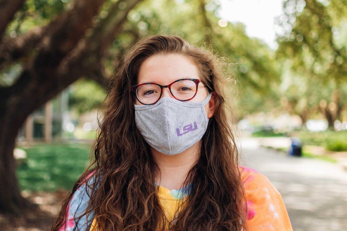 LSU pre-physician assistant freshman Toni Ludwig stands for a photo on Thursday, Sep. 17, 2020 on the steps of the Student Union at LSU.