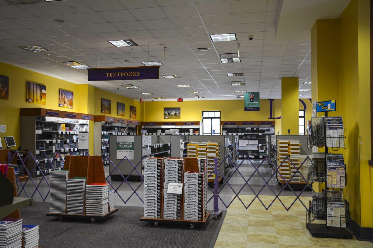 The textbook section sits empty on Tuesday, October 6, 2020 at Barnes and Noble at LSU on 2 Union Square.