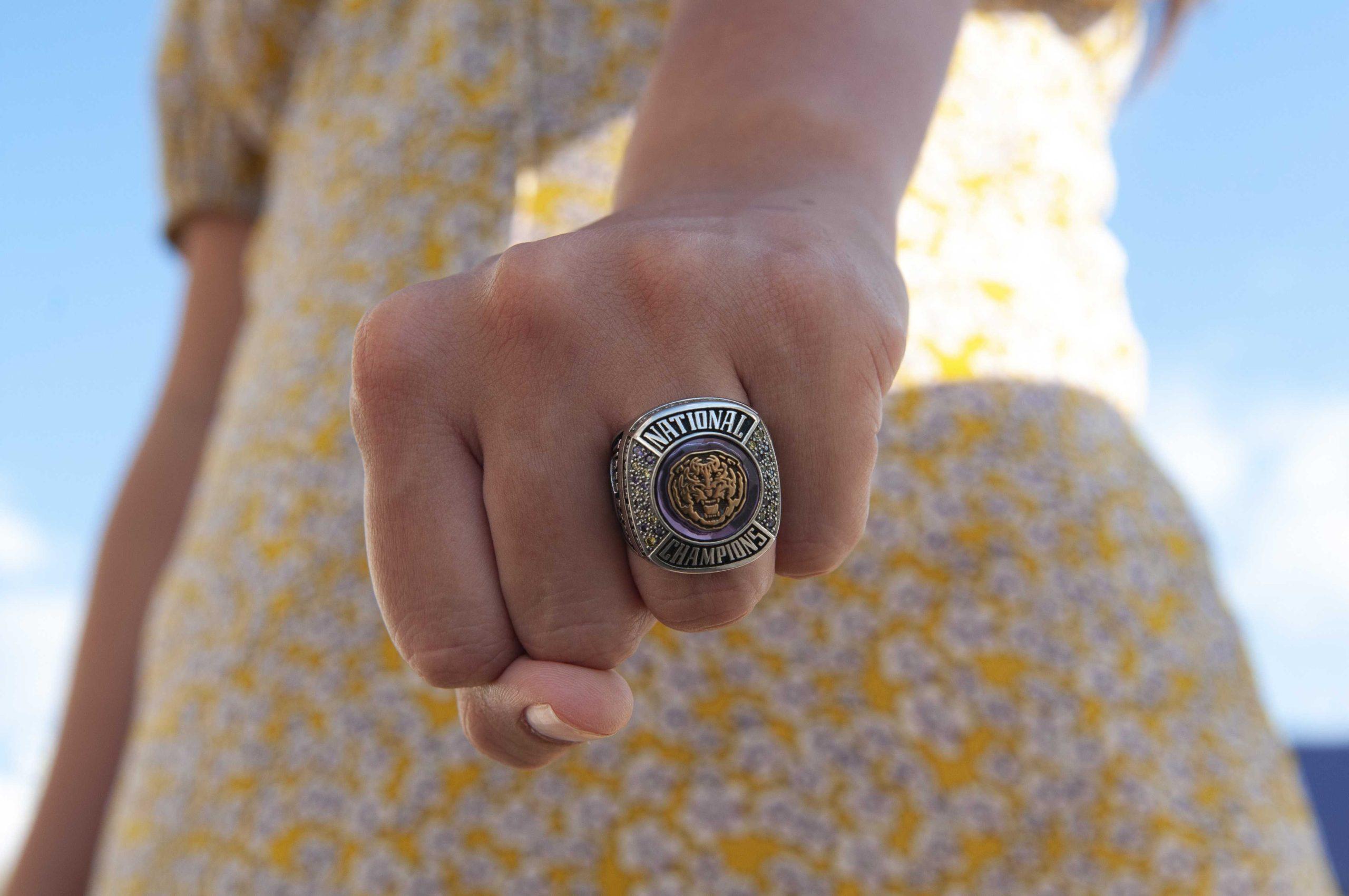 Tiger Band members celebrate 2020 national victory with their own championship rings