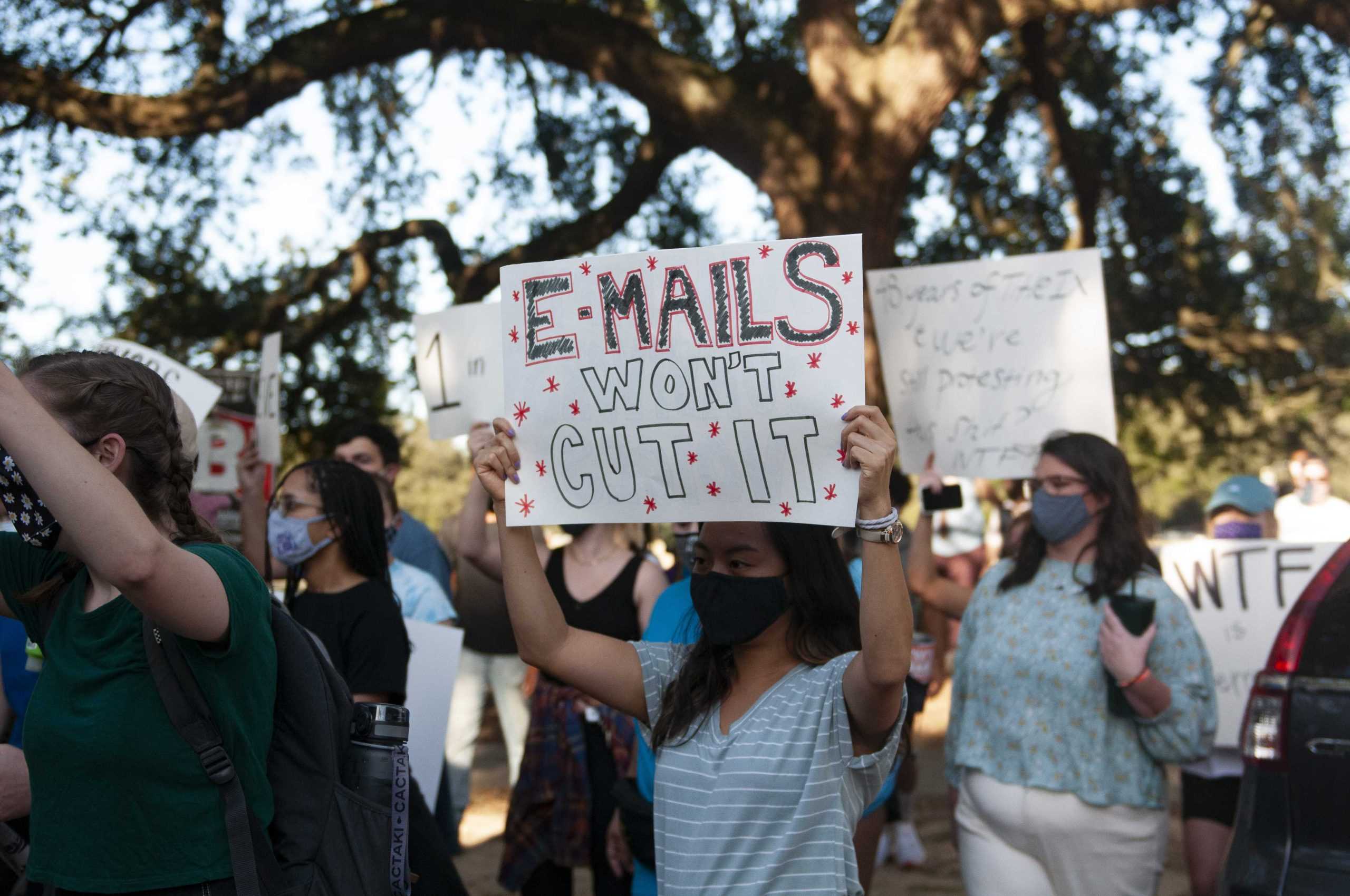 &#8216;We want answers&#8217;: LSU students march in protest against handling of sexual assault