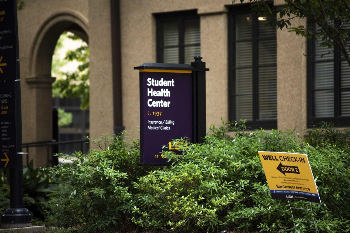 The sign stays visible to students on Wednesday, Sept. 16, 2020 to the Student Health Center on Infirmary Rd.&#160;