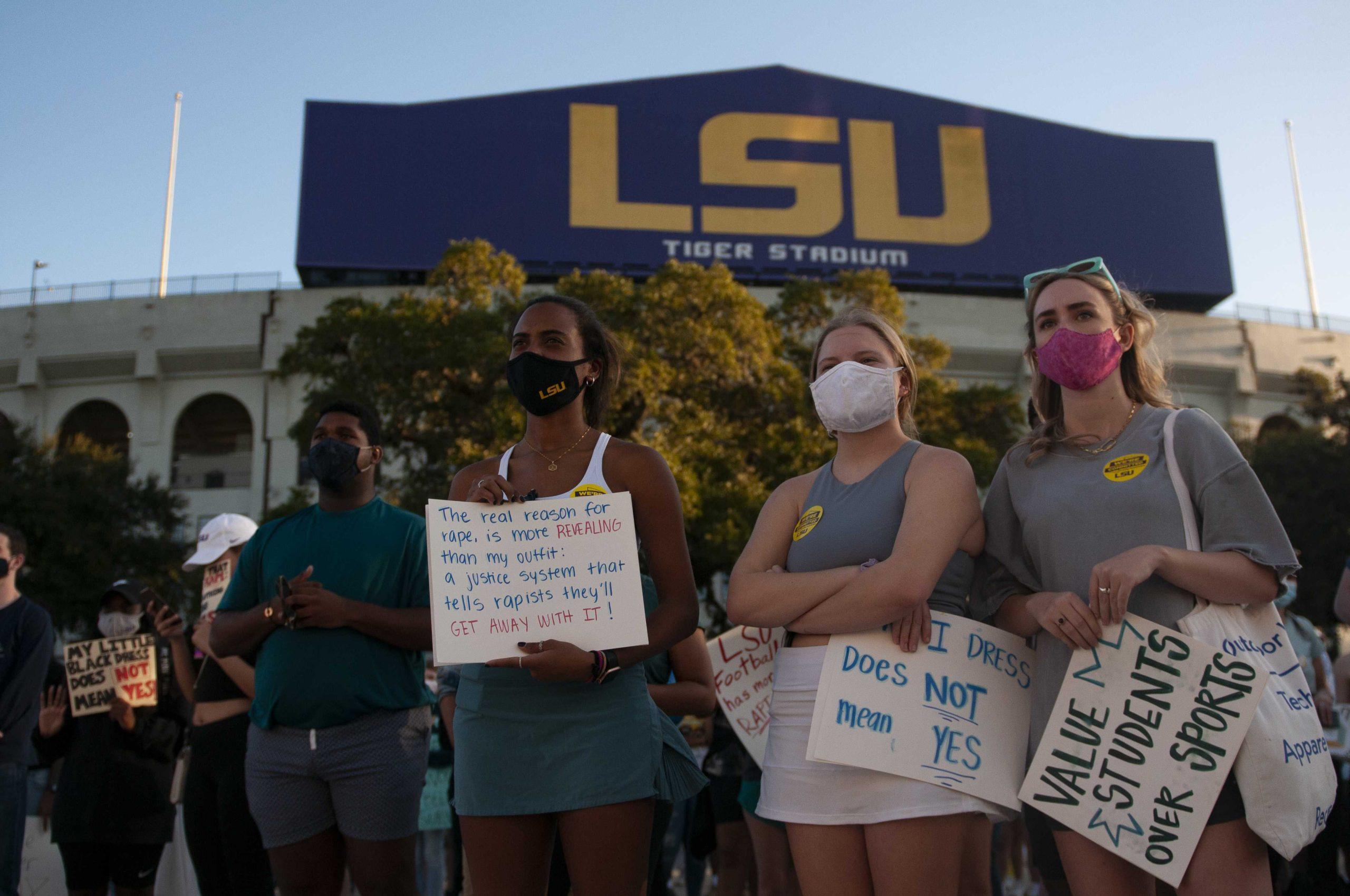 &#8216;We want answers&#8217;: LSU students march in protest against handling of sexual assault