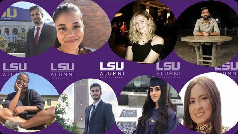 The officers of the LSU International Alumni Chapter, from left to right: Othman Al Masqari, Ines Figaora, Bethan Taylor Evans, Amrat Gandhi,&#160;
2nd row: Alica Norah Nankya, Karan Bhatia, Esra Alraisi and Hannah McHugh.&#160;