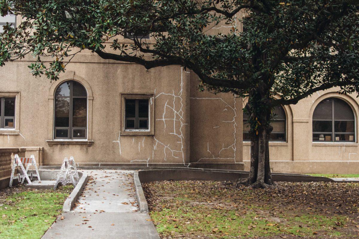 A mobility ramp sits outside of Peabody Hall, home of the College of Human Sciences and Education, on Friday, November 8, 2019 outside of the LSU Quad.