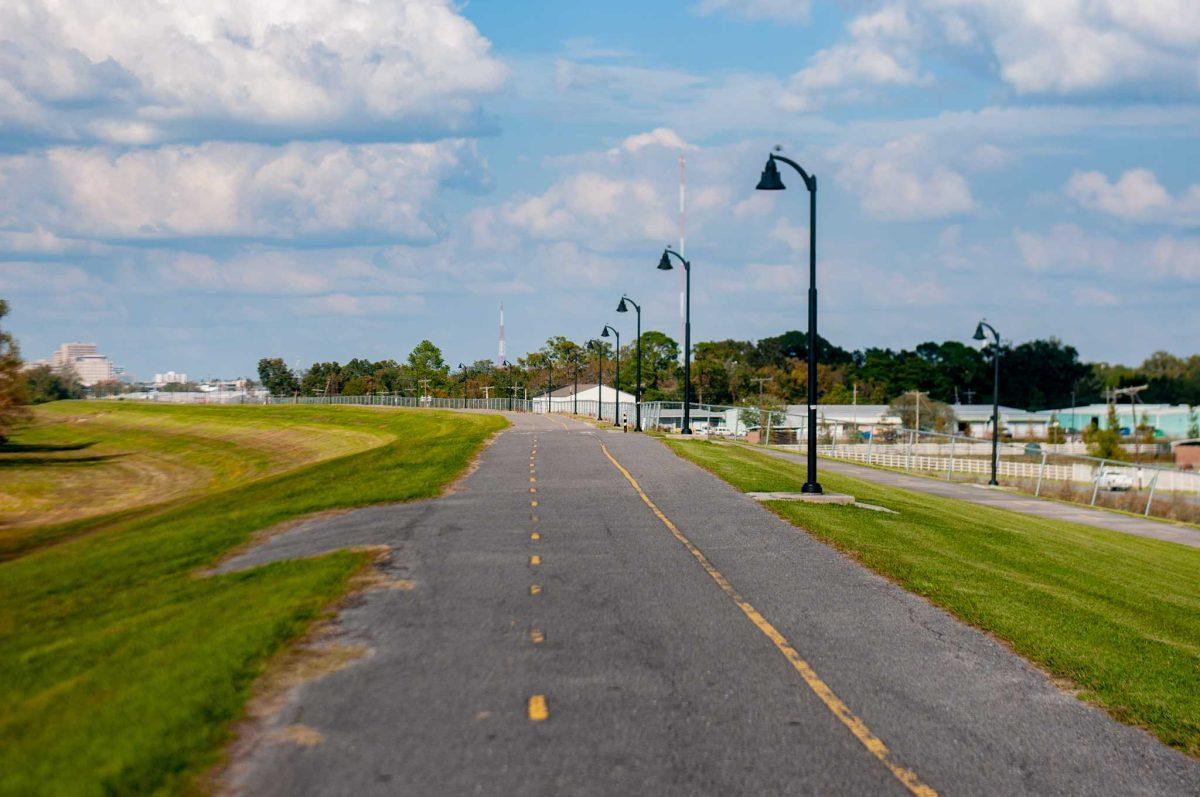 The Mississippi River bike trail sits on Friday, Nov. 6, 2020 in Baton Rouge.&#160;