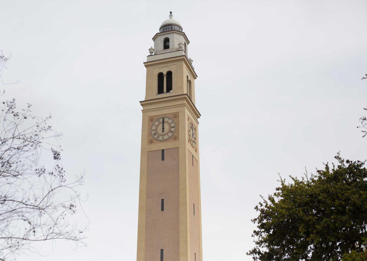 The LSU Memorial Tower stands Tuesday, Mar. 3, 2020 on Tower Drive, Baton Rouge.