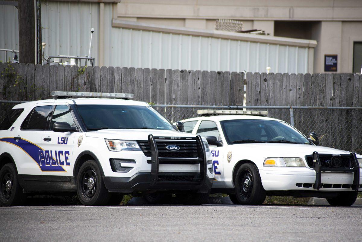 LSU's police cars park behind the Campus Public Safety building on Sunday, Aug. 30, 2020 on South Stadium Drive.