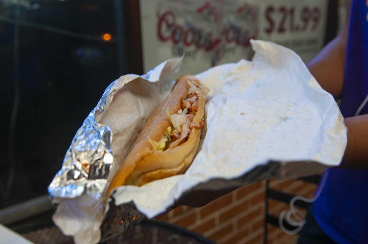 A cajun turkey sandwich sits Jan. 21, 2021 at American Market on Nicholson Drive in Baton Rouge.