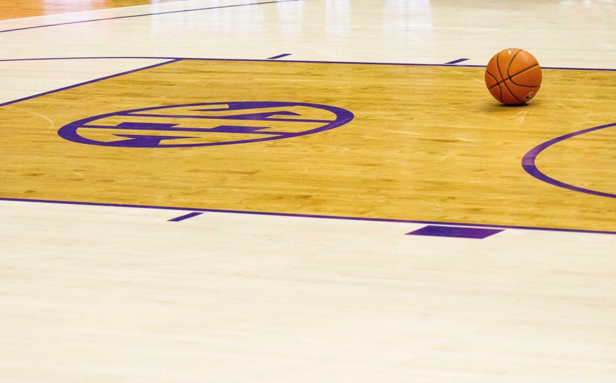 A basketball sits on the court Wednesday, Jan. 13, 2021 during LSU's 92-76 win over Arkansas in the Pete Maravich Assembly Center on N Stadium Drive in Baton Rouge, La.