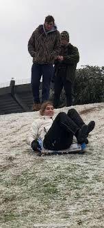 LSU students sled down the Indian Mounds on Monday, Feb. 15.&#160;