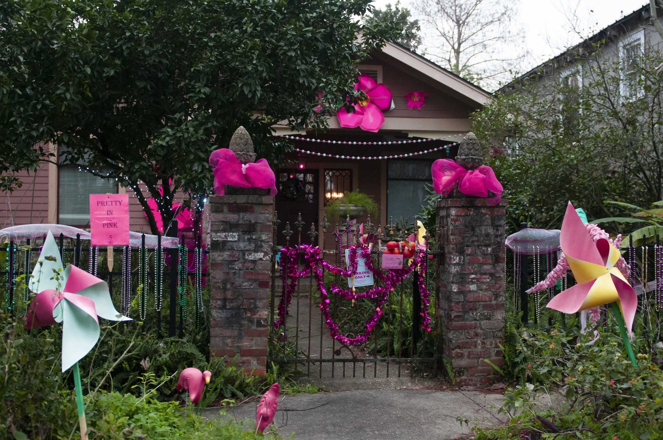 PHOTOS: Spanish Town neighborhood celebrates Mardi Gras with "Pretty in Pink" house decorations