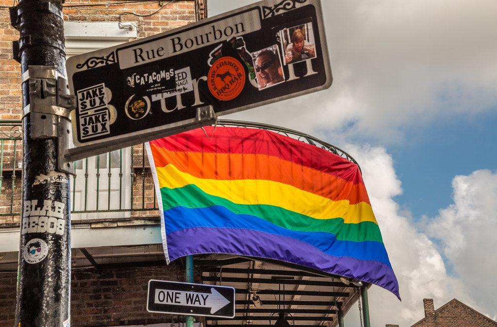 A flag hangs off a balcony in New Orleans, Louisiana. Baton Rouge hosts its own pride parade every year and will host the 2019 festival on June 15.&#160;