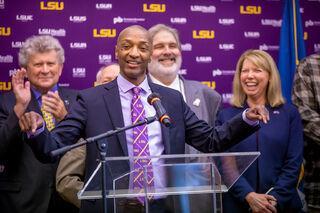 William F. Tate IV at press conference May 7, 2021 after being selected as LSU's new president.