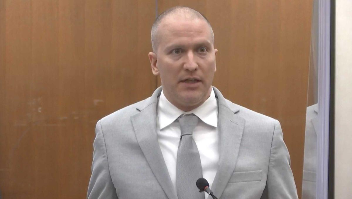 In this image taken from video, former Minneapolis police Officer Derek Chauvin addresses the court as Hennepin County Judge Peter&#160;Cahill presides over Chauvin's sentencing, Friday, June 25, 2021, at the Hennepin County Courthouse in Minneapolis. Chauvin faces decades in prison for the May 2020 death of George Floyd. (Court TV via AP, Pool)